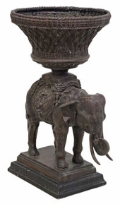 LARGE PATINATED METAL ELEPHANT