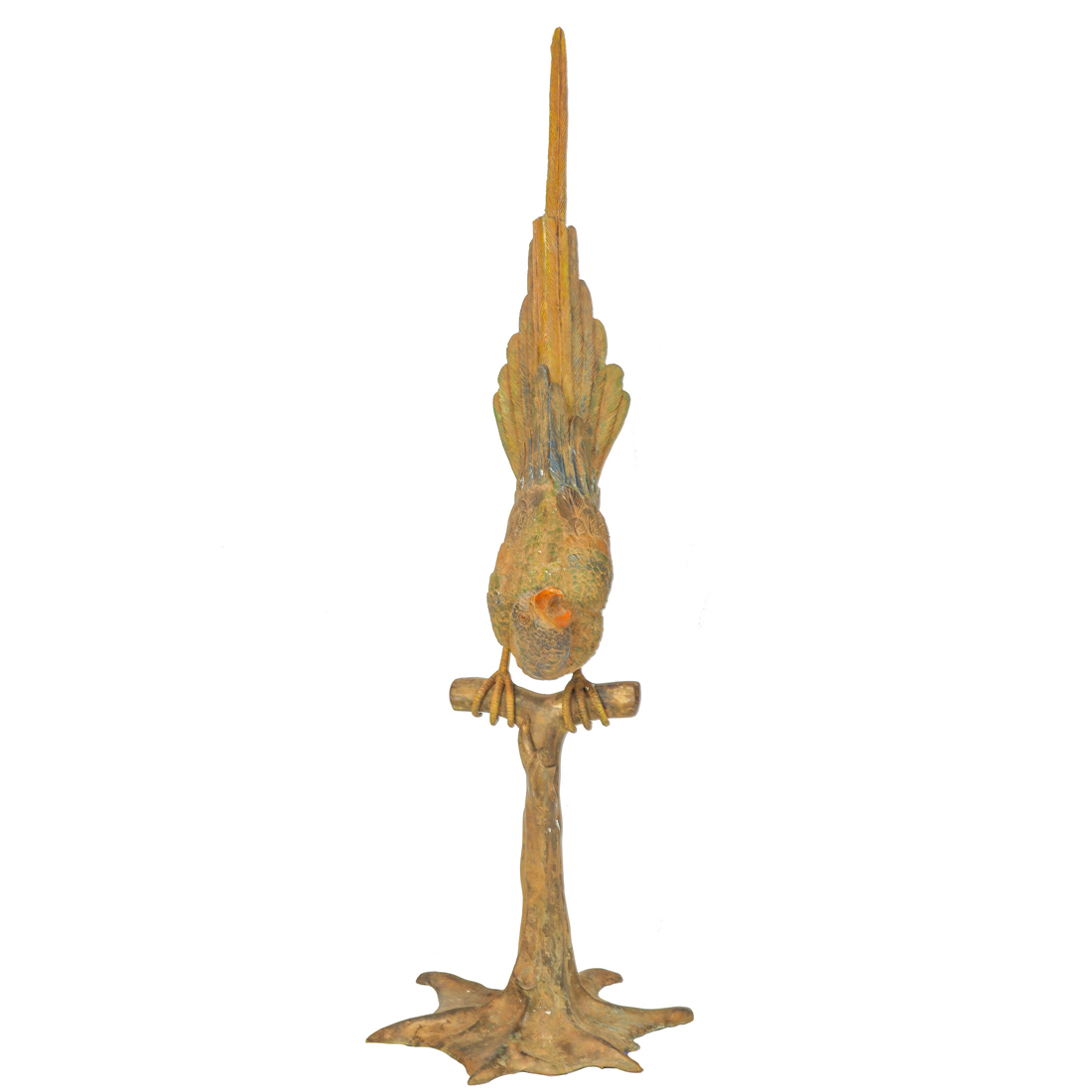 LARGE PATINATED METAL FIGURE OF A