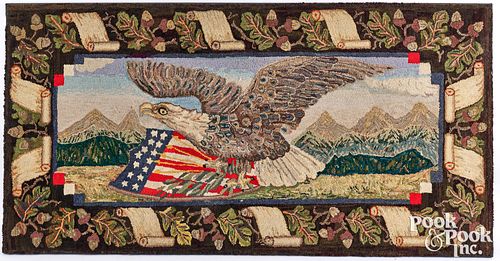 LARGE PATRIOTIC HOOKED RUG OF AN