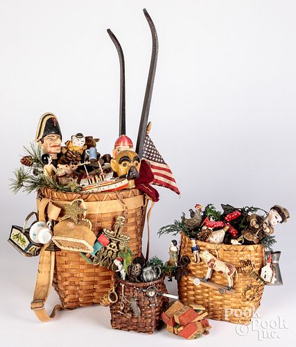 LARGE PEDDLERS BASKETS FILLELD WITH