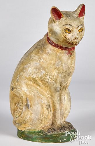 LARGE PENNSYLVANIA CHALKWARE CAT,