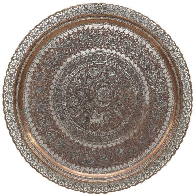 LARGE PERSIAN INCISED TINNED COPPER