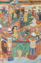 LARGE PERSIAN PAINTING ON FABR