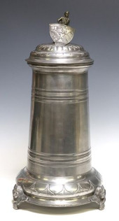 LARGE PEWTER GUILD TANKARD, 21
