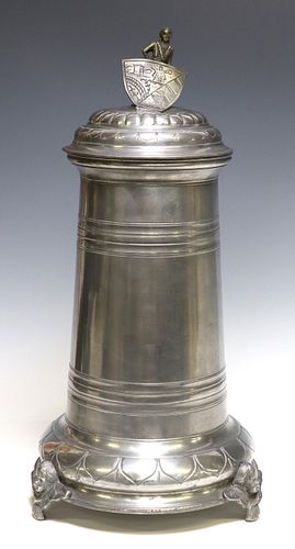 LARGE PEWTER GUILD TANKARD,