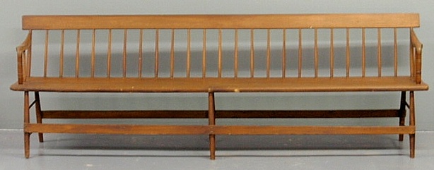 Large pine deacon's bench painted