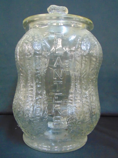 LARGE PLANTERS PEANUT JAR WITH LID,