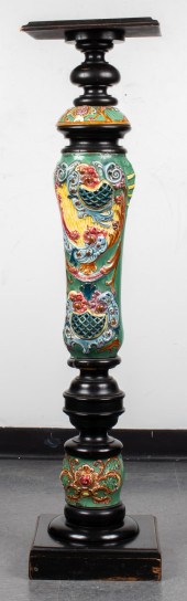 LARGE POLYCHROME DECORATED MAJ