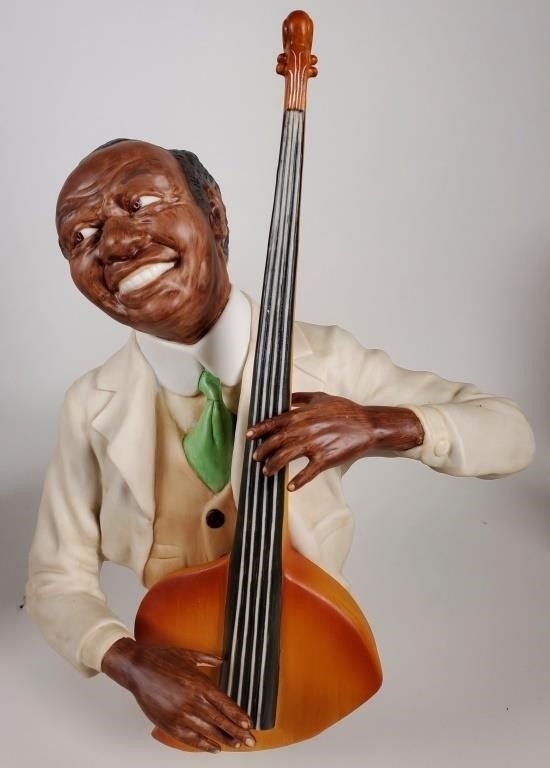 LARGE PORCELAIN BASS PLAYER BUST BY