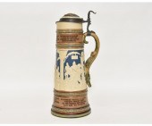 Large porcelain Mettlach stein