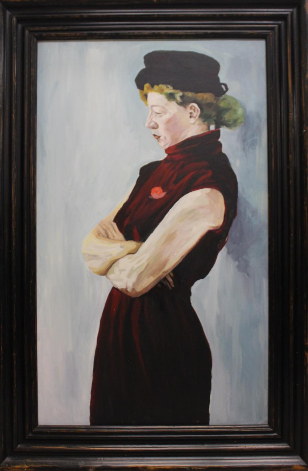 LARGE PORTRAIT OF A WOMAN, OIL ON