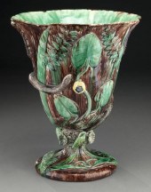 Large Portuguese palissy vase