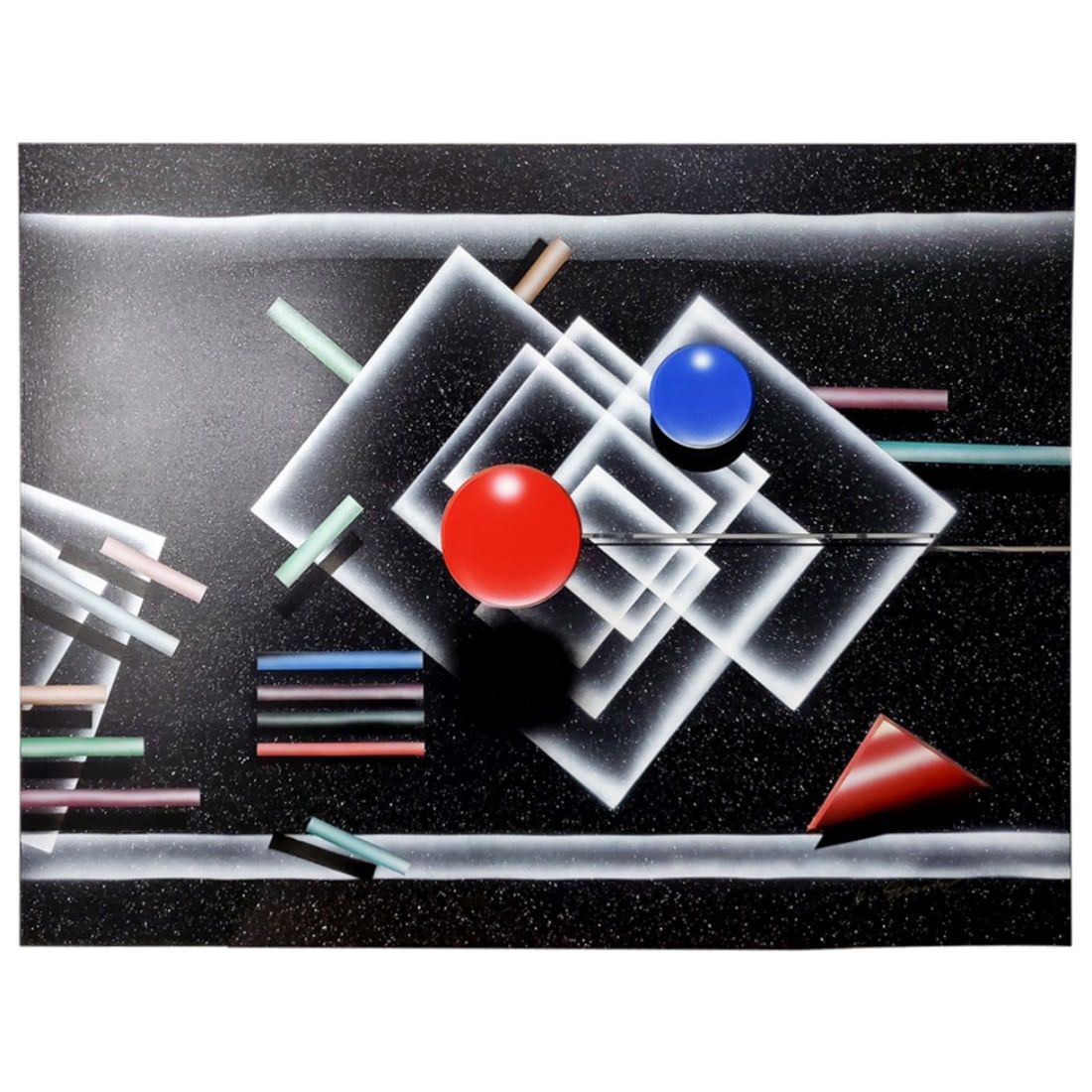 LARGE POST MODERN MIXED MEDIA ON