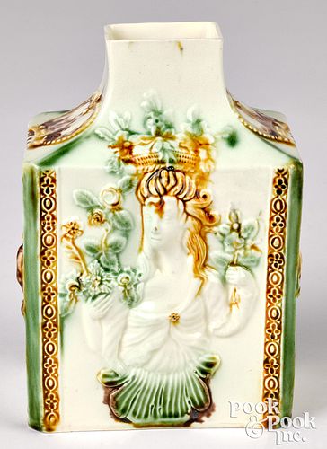 LARGE PRATTWARE TYPE TEA CADDY, CA.