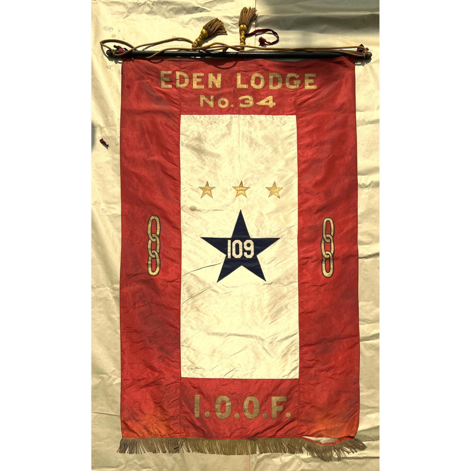 large Red silk banner 109 Odd