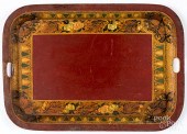 LARGE RED TOLEWARE SERVING TRA