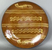 LARGE REDWARE SLIP DECORATED C