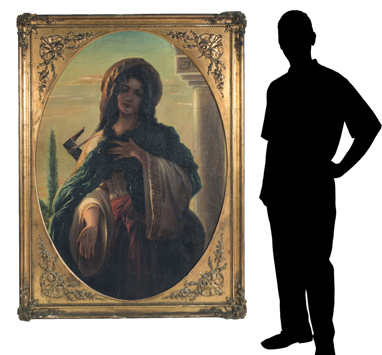 LARGE RELIGIOUS MOTIF PAINTING OF A