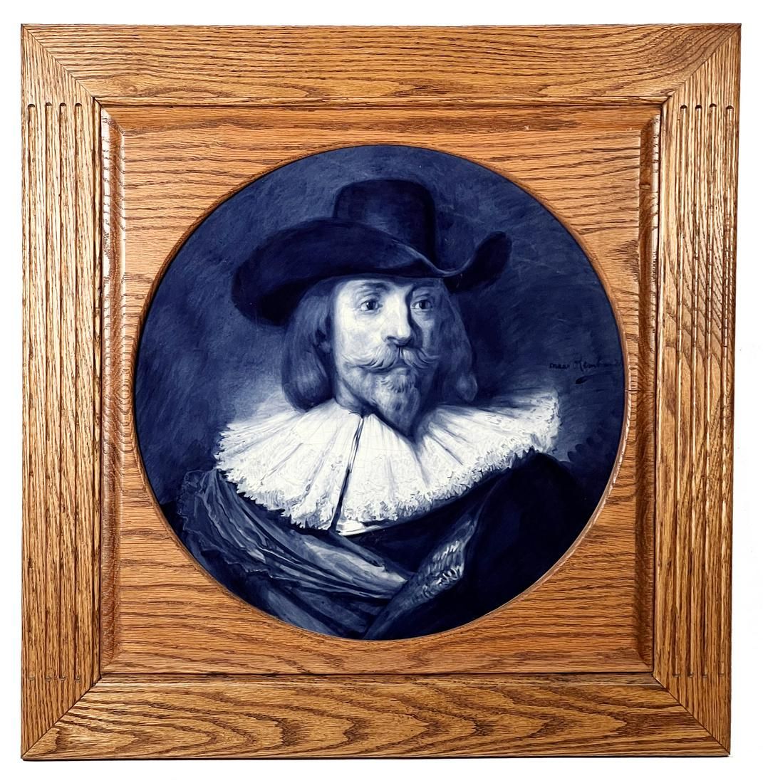 LARGE REMBRANDT ROUND DELFT TILE,