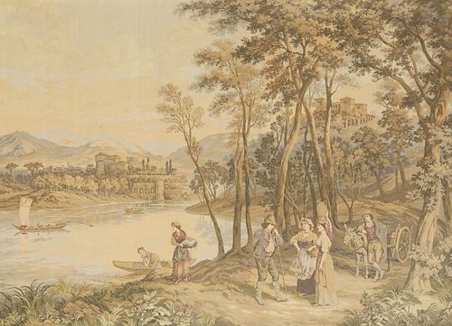 LARGE ROCOCO STYLE WOVEN TAPESTRY