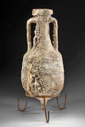 LARGE ROMAN POTTERY AMPHORA W/