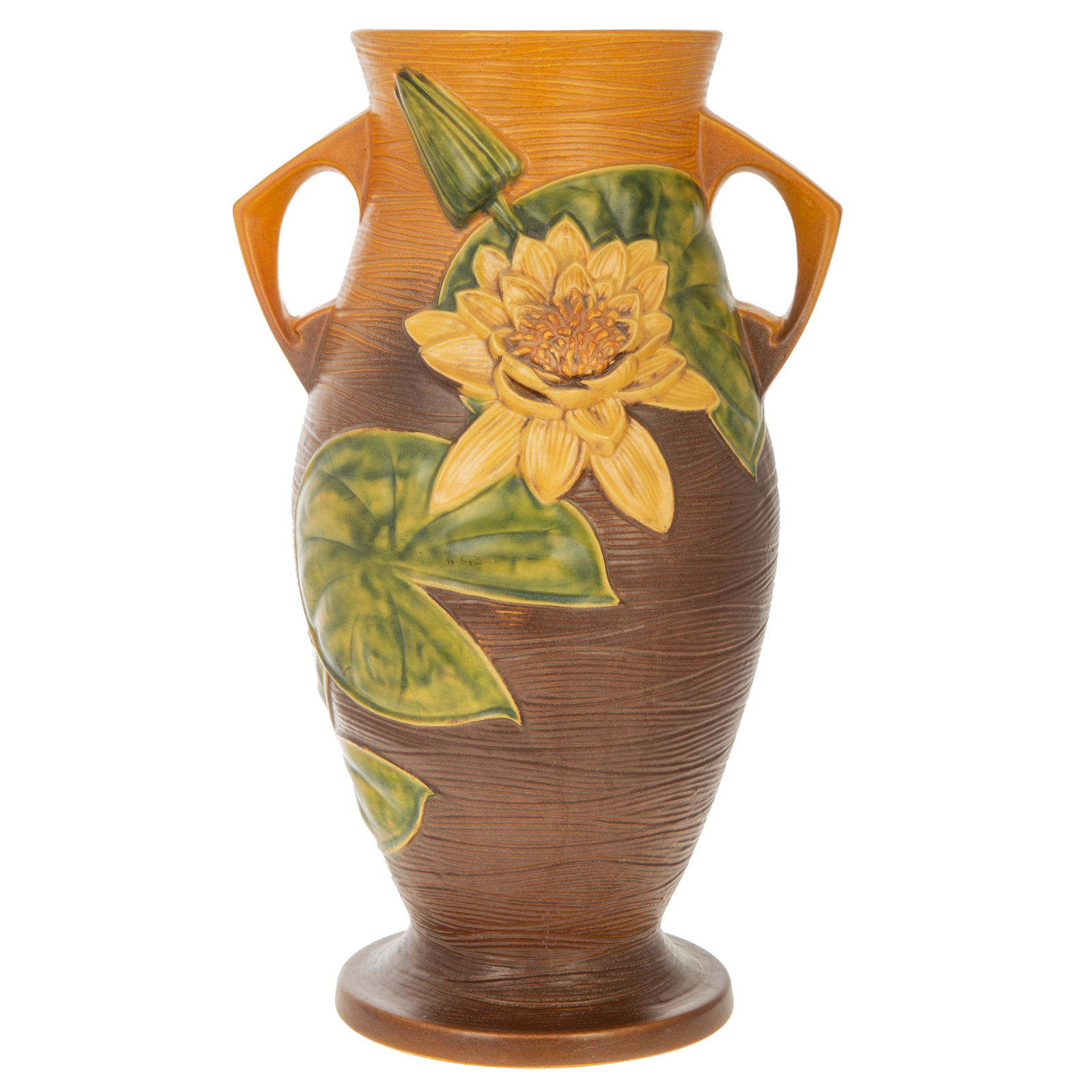 LARGE ROSEVILLE WATER LILLY VASE