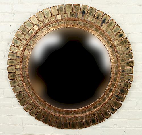 LARGE ROUND GILT MIRROR MANNER OF