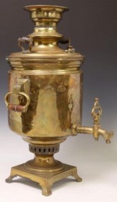 LARGE RUSSIAN BRASS SAMOVAR/ H