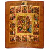 LARGE RUSSIAN CHURCH ICON 19th