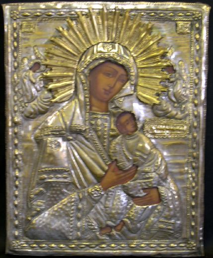 Large Russian Polychromed Pine Ikon