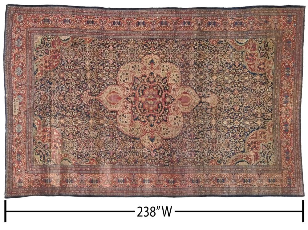 LARGE SAROUK PERSIAN RUG 238" X