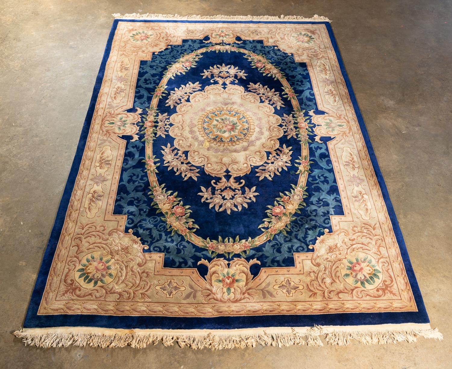 LARGE SAVONNERIE HAND WOVEN RUG,
