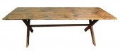 LARGE SAWBUCK DINING TABLE, AM