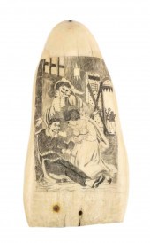 LARGE SCRIMSHAW WHALE'S TOOTH
