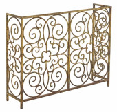 LARGE SCROLLED GILT IRON FIREP
