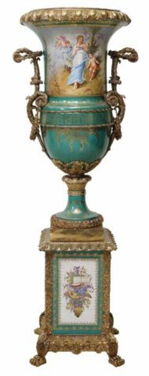 LARGE SEVRES STYLE PORCELAIN URN ON