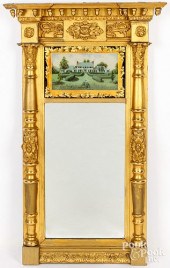 LARGE SHERATON GILTWOOD MIRROR