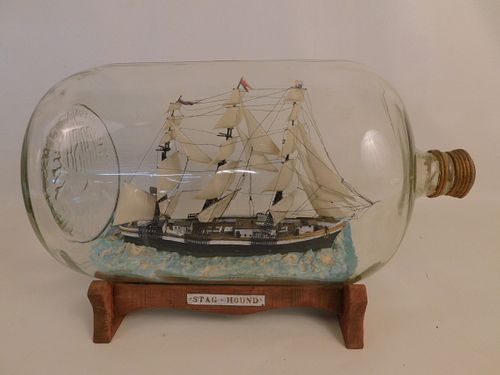 LARGE SHIP IN A BOTTLE MODELOld