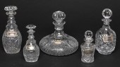 LARGE SHIP'S DECANTER AND 4 OT