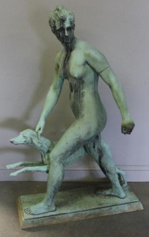 Large Signed Bronze of Woman with