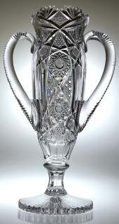 LARGE SIGNED LIBBEY CUT GLASS