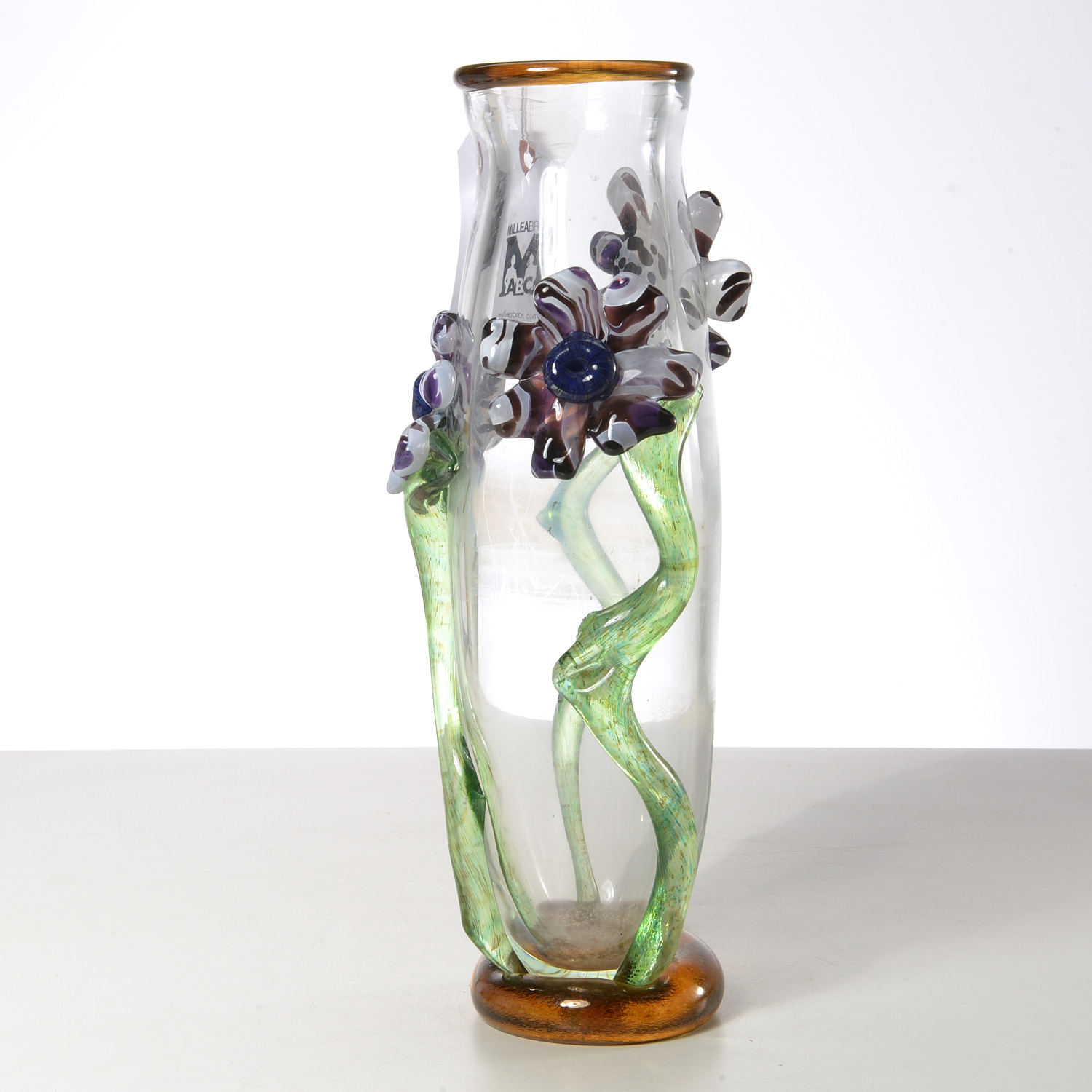 LARGE SIGNED STUDIO GLASS VASE c.