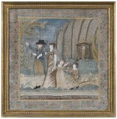 LARGE SILK MOURNING NEEDLEWORK