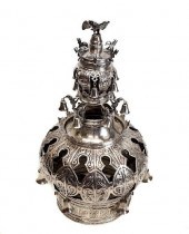 LARGE SILVER JUDAIC TORAH SCRO