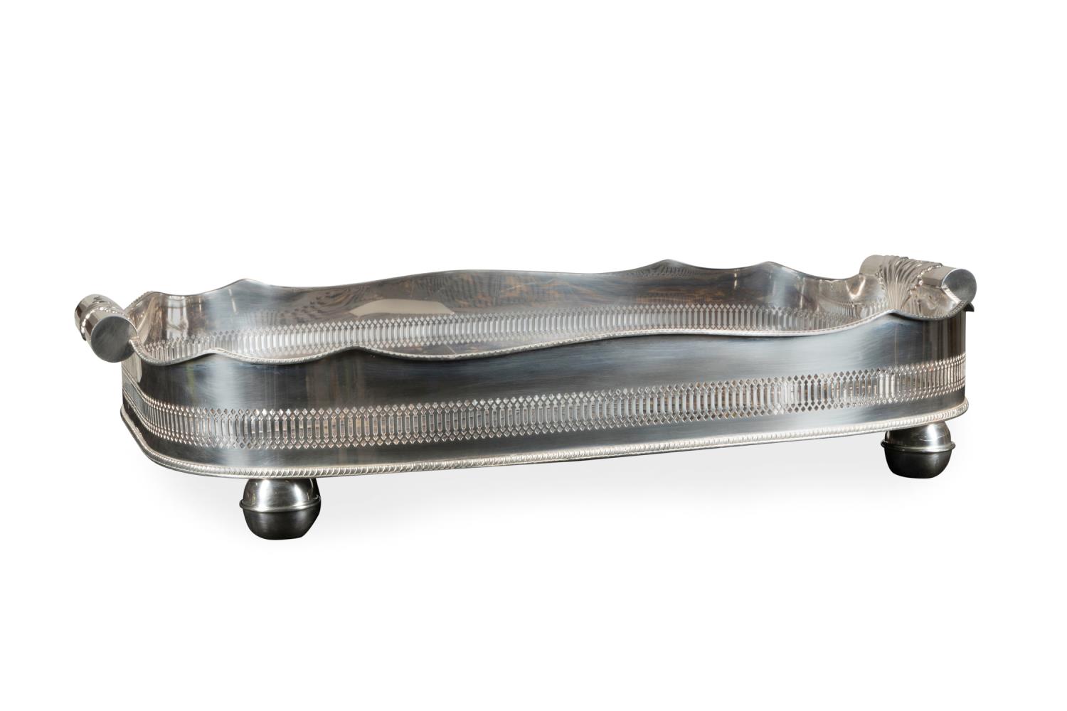 LARGE SILVER PLATE AND FAUX SHELL