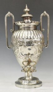 LARGE SILVER PLATE SAMOVAR COF