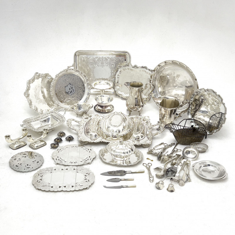 LARGE SILVER PLATE SERVICE WARE,