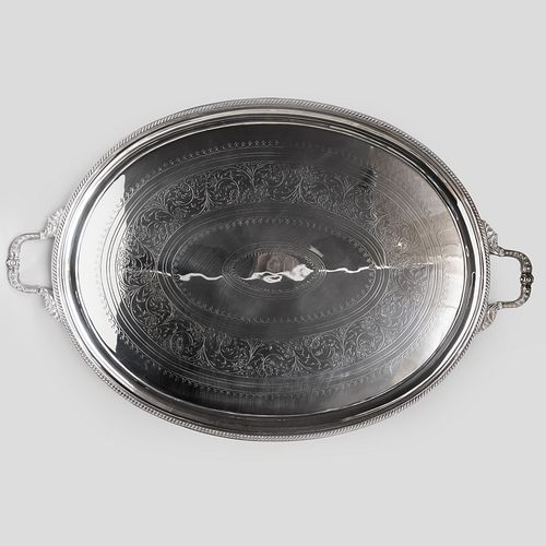 LARGE SILVER PLATE TWO HANDLED