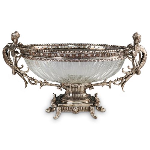 LARGE SILVER PLATED AND CRYSTAL