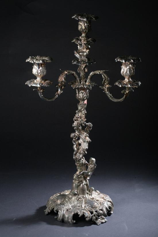 LARGE SILVER PLATED FOUR-LIGHT